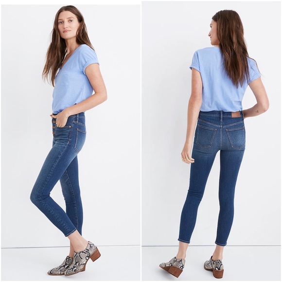 Madewell 9” Mid Rise Button Front Skinny Crop Size 25 - Picture 2 of 11